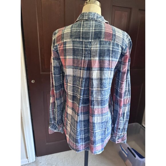 True Religion plaid button down flannel shirt with a vintage look Small - Picture 3 of 6